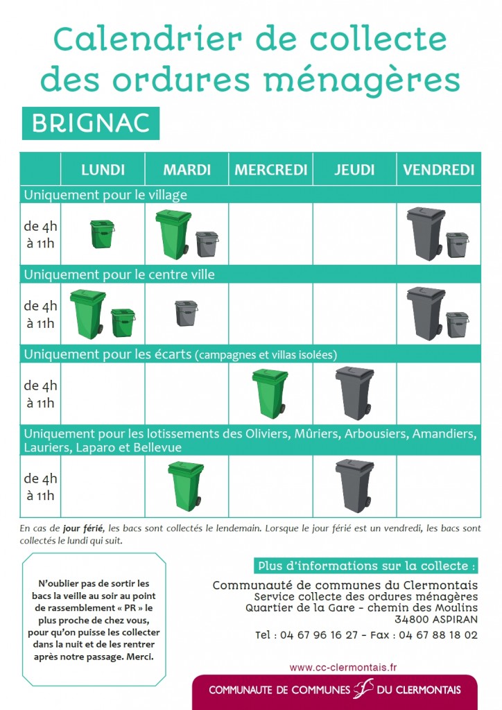 collecte ordures ménagères Brignac mars 2017